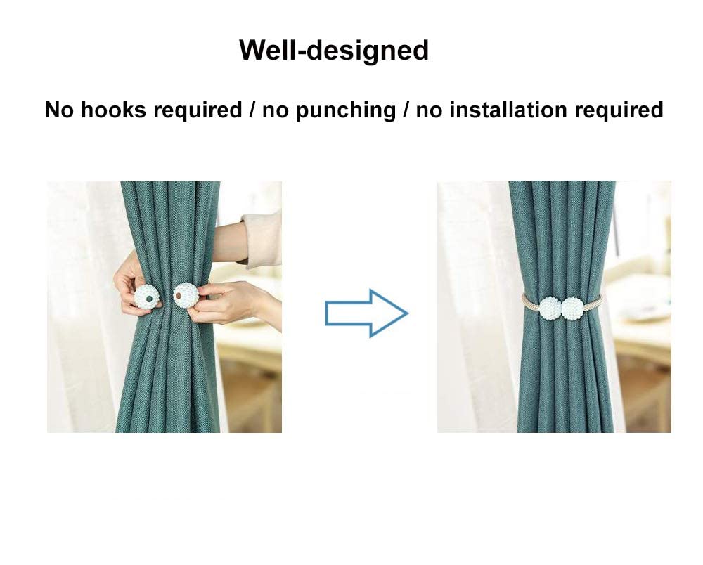 HASTHIP 2PCS Magnetic Curtain Tiebacks Curtain Holder Adjustable Decorative Curtain Straps Curtain Clip Curtain Tie Backs for Bedroom (White) HASTHIP 2PCS Magnetic Curtain Tiebacks Curtain Holder Adjustable Decorative Curtain Straps Curtain Clip Curtain Tie Backs for Bedroom (White)